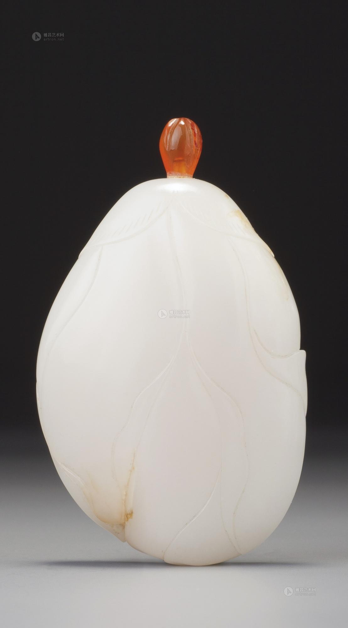 蔵友館蔵品・琉璃製・細密彫・年年有餘紋・鼻煙壺】・希少